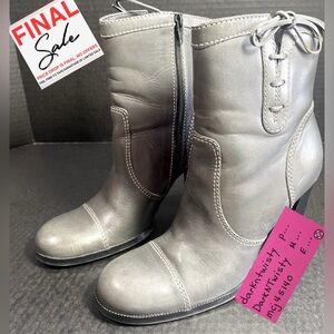 Classy Nine West Gray Bredeo Ankle Boots 5.5M approx 4” heel Beautiful